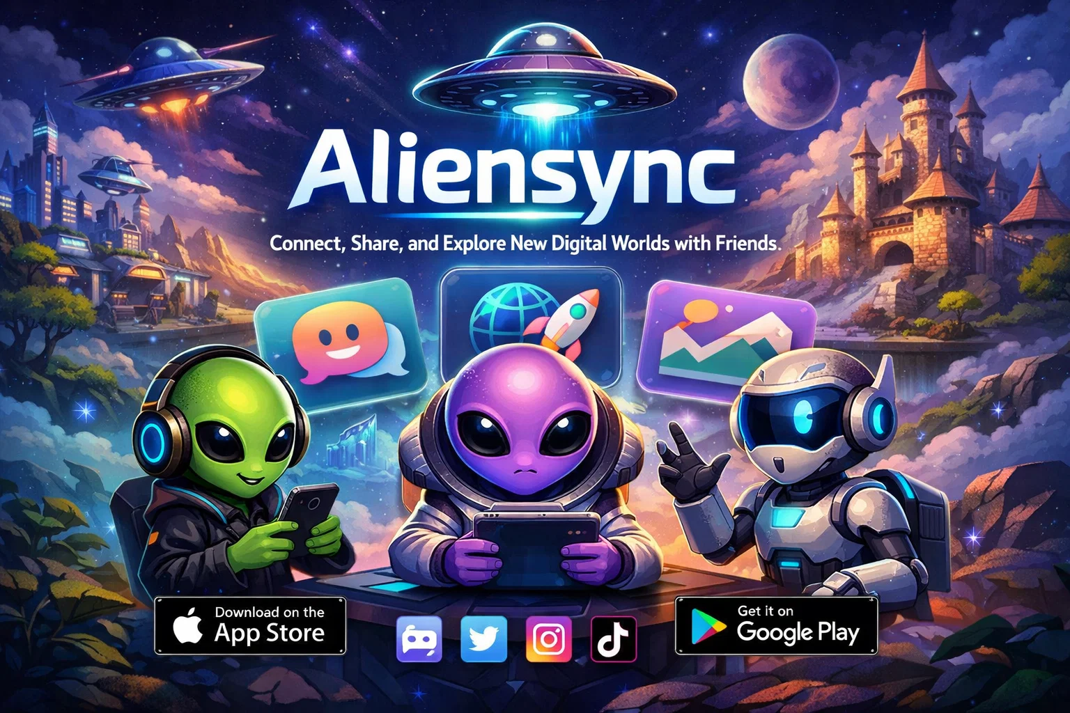 App and Socials Aliensync